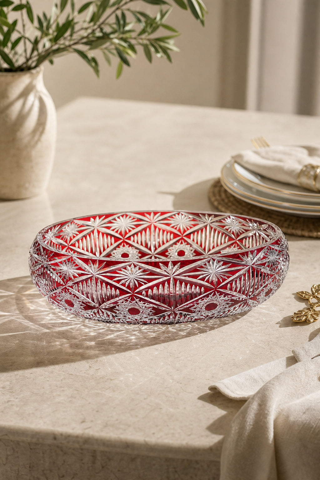 Kristal Sunumluk Kase 28 cm - Avangart Vizyon Dekoratif Sofra Kasesi, 1 Adet