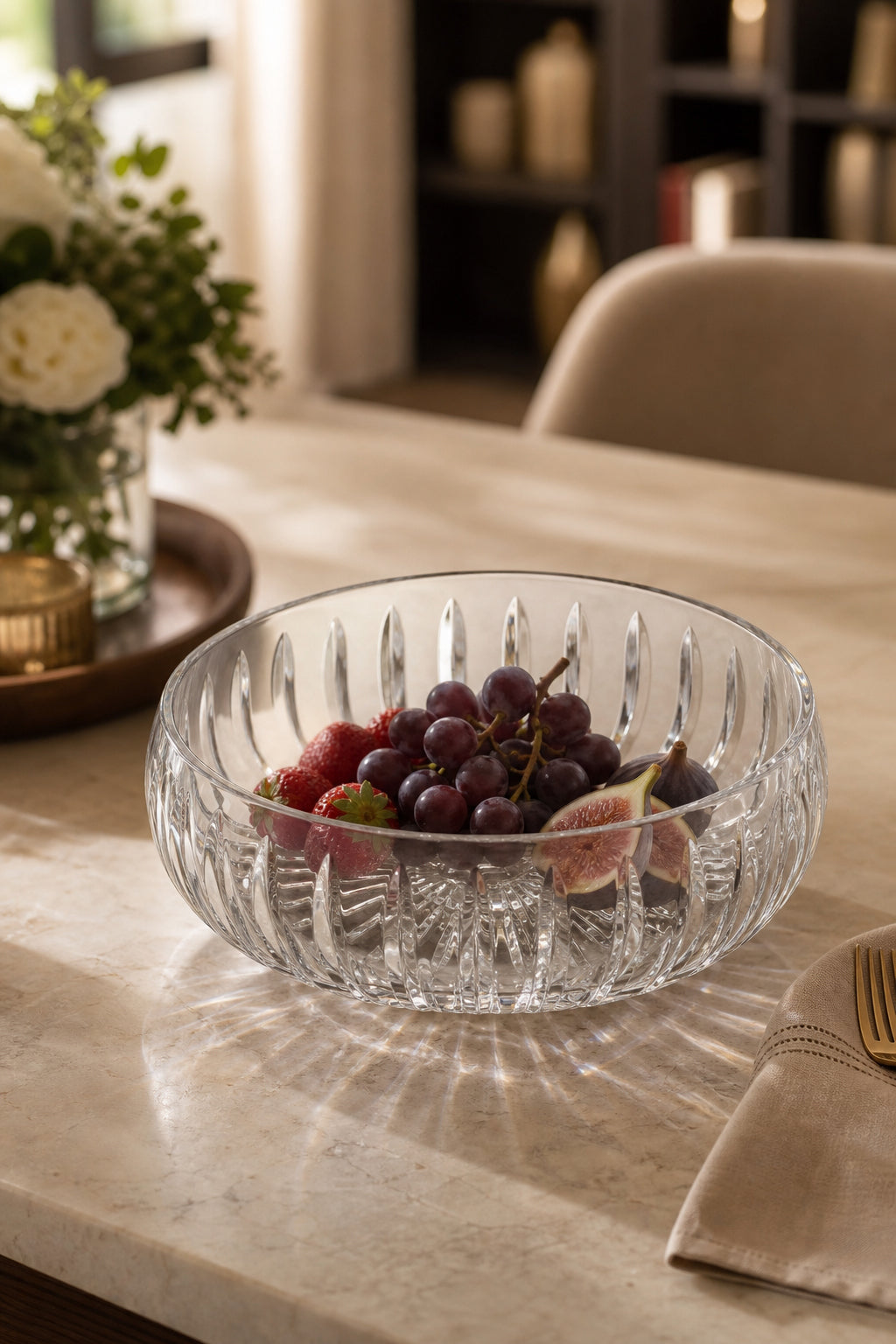 Kesme Kristal Kase 28 cm - Dik Kesim Model, 1 Adet