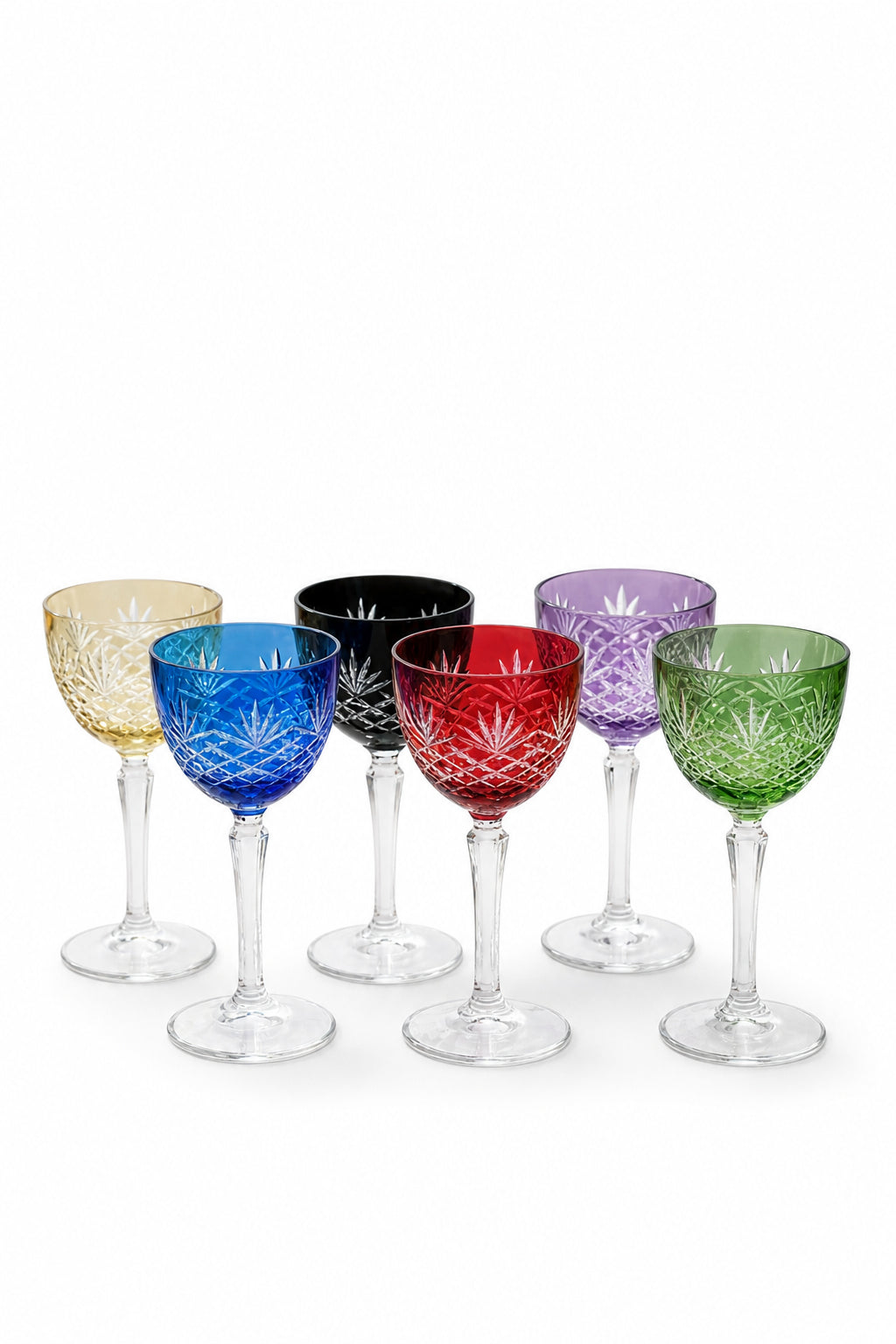 Kesme Kristal Ayaklı Kadeh 6'lı 165 cc - Püskül Desenli Lüks, 6 Adet