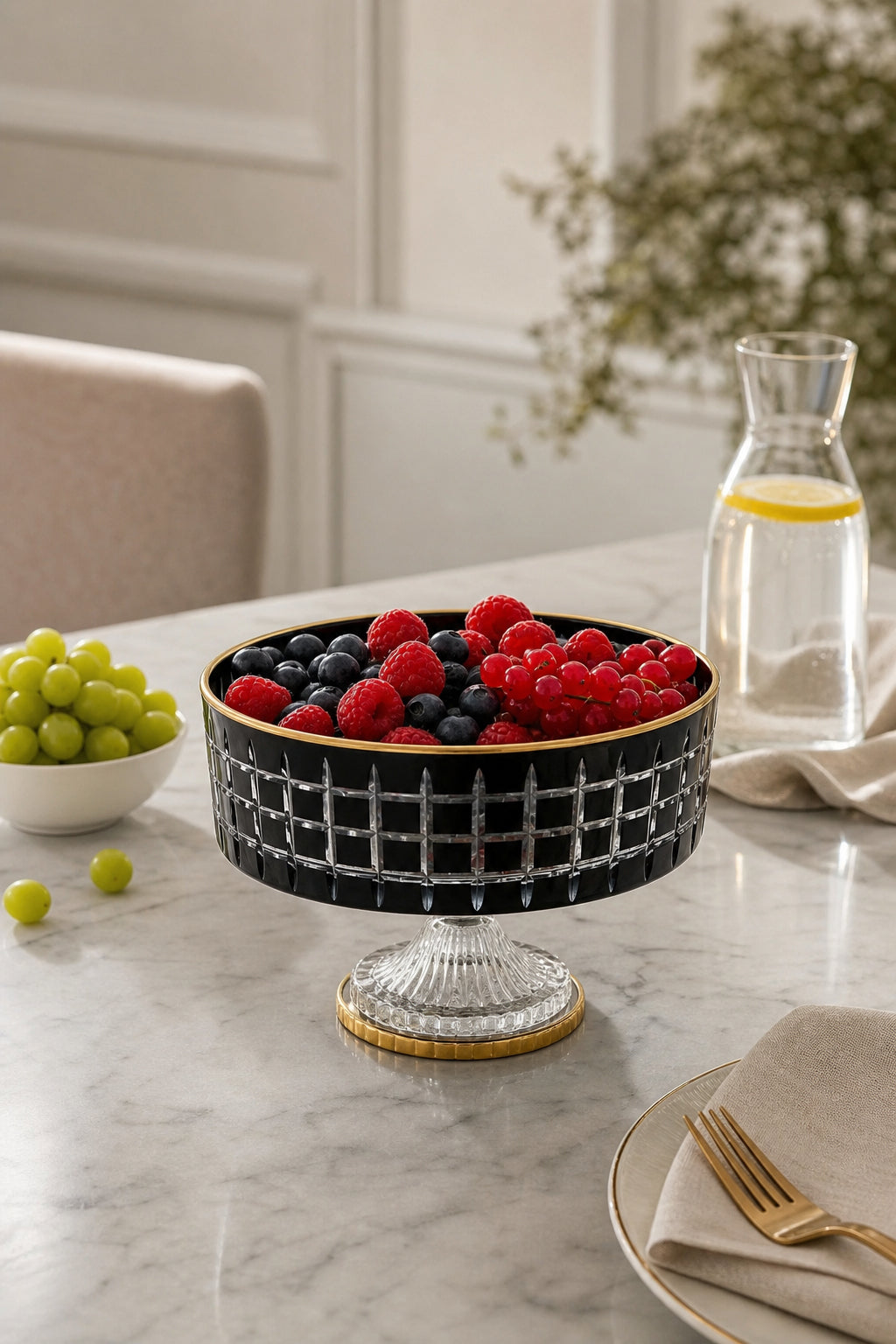 Kristal Ayaklı Kase 25 cm - Kare Model Sunumluk, 1 Adet