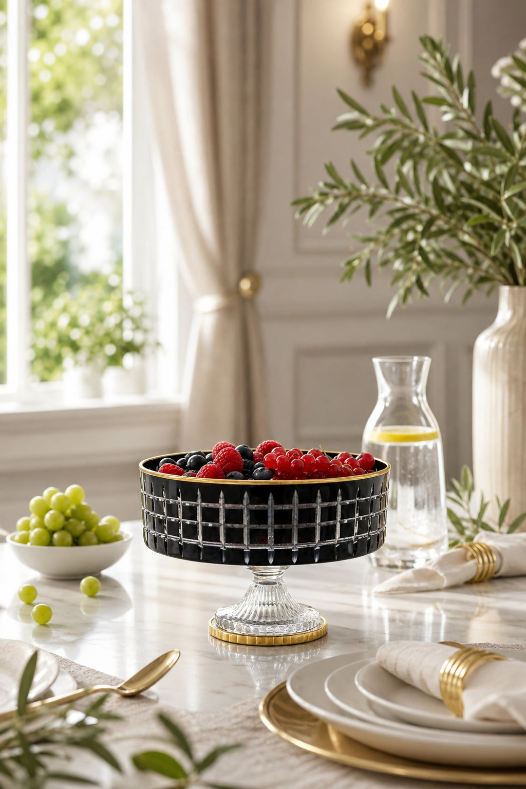 Kristal Ayaklı Kase 25 cm - Kare Model Sunumluk, 1 Adet