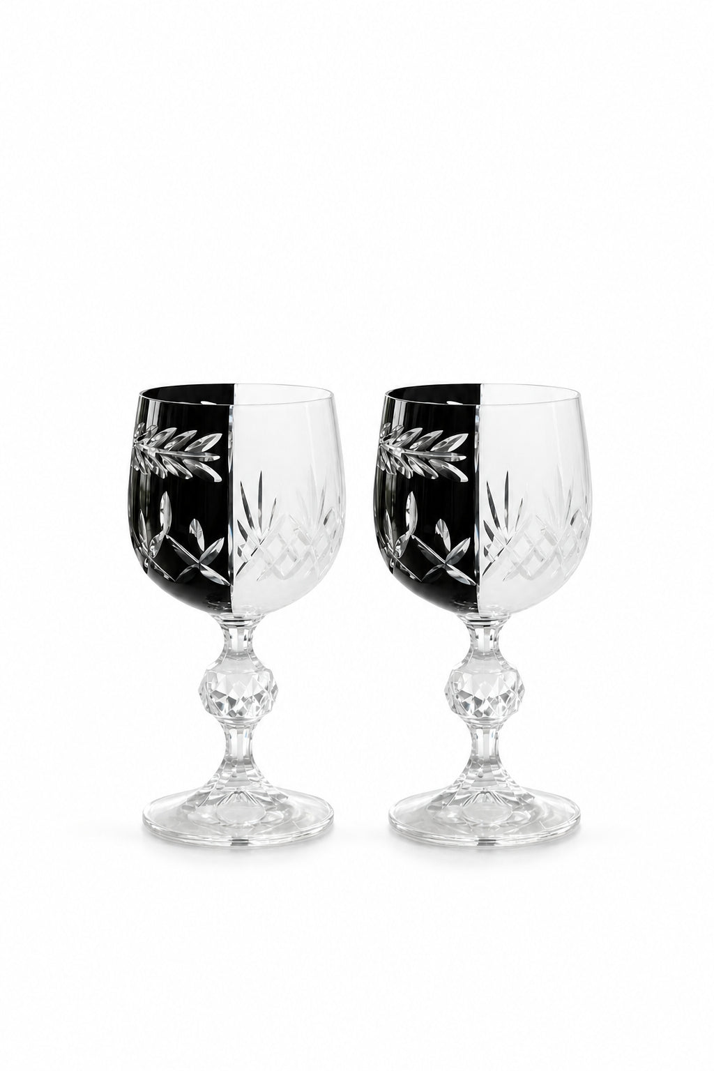 Bohemia Kristal Kadeh 2'li - Siyah Beyaz Çift Renk Mixed Color Model, 2 Adet