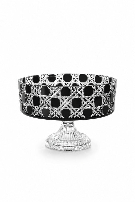 Kristal Ayaklı Kase 25 cm - Petek Desen Sunumluk, 1 Adet