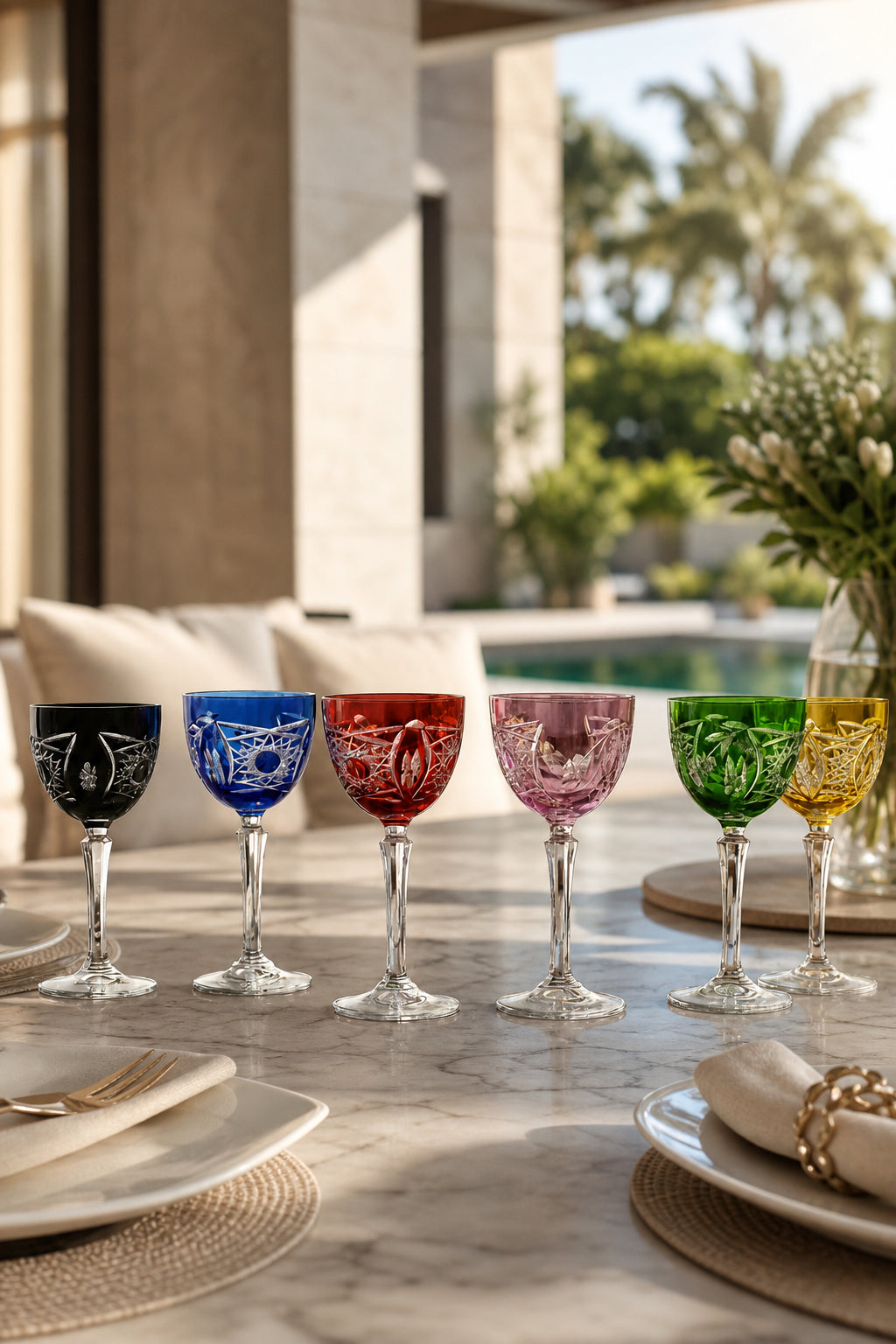 Kristal Ayaklı Kadeh 165 cc - Miraj Üzüm Desen Lüks, 6 Adet
