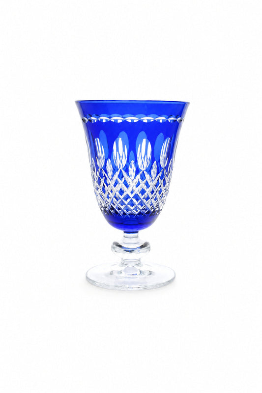 Renkli Kristal Ayaklı Su Bardağı 280 ml - Royal Desen, 1 Adet