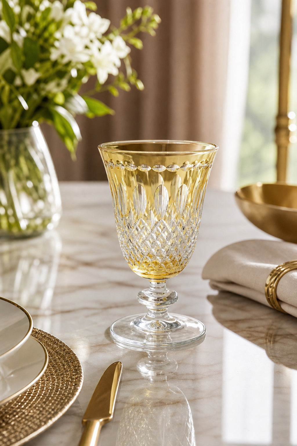 Renkli Kristal Ayaklı Su Bardağı 280 ml - Royal Desen Lüks Meşrubat, 1 Adet