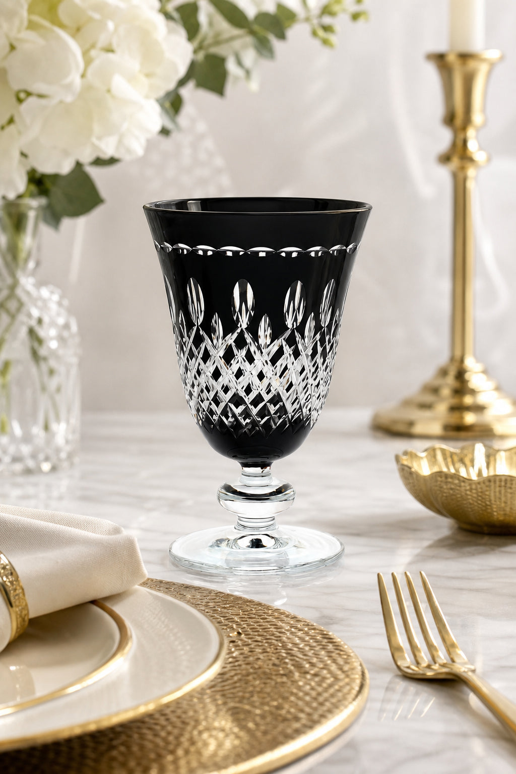 Renkli Kristal Ayaklı Su Bardağı 280 ml - Royal Desen Lüks Meşrubat, 1 Adet