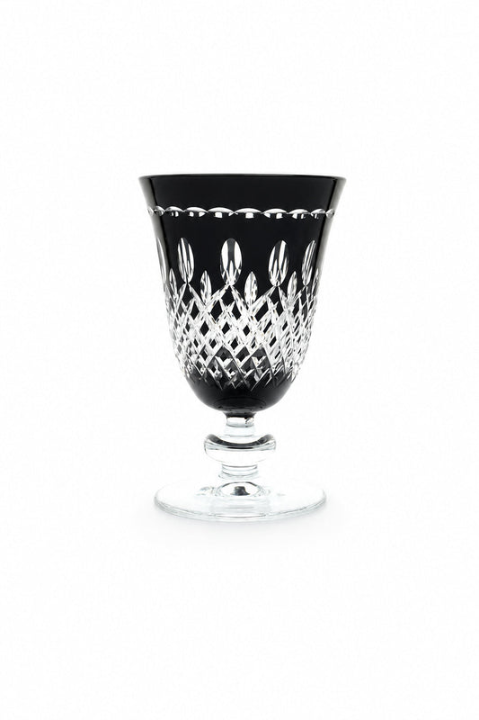 Renkli Kristal Ayaklı Su Bardağı 280 ml - Royal Desen Lüks Meşrubat, 1 Adet