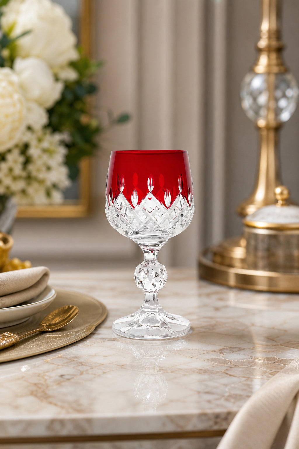 Bohemia Renkli Kristal Ayaklı Kadeh 150 cc - Damla Küpeli Kahve Yanı Su Bardağı, 1 Adet