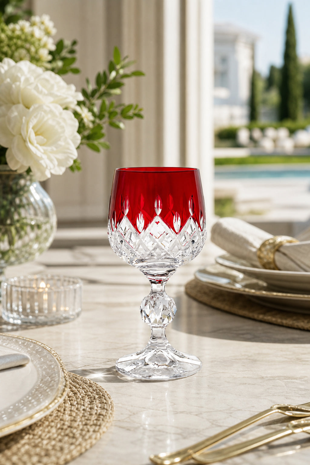 Bohemia Renkli Kristal Ayaklı Kadeh 150 cc - Damla Küpeli Kahve Yanı Su Bardağı, 1 Adet