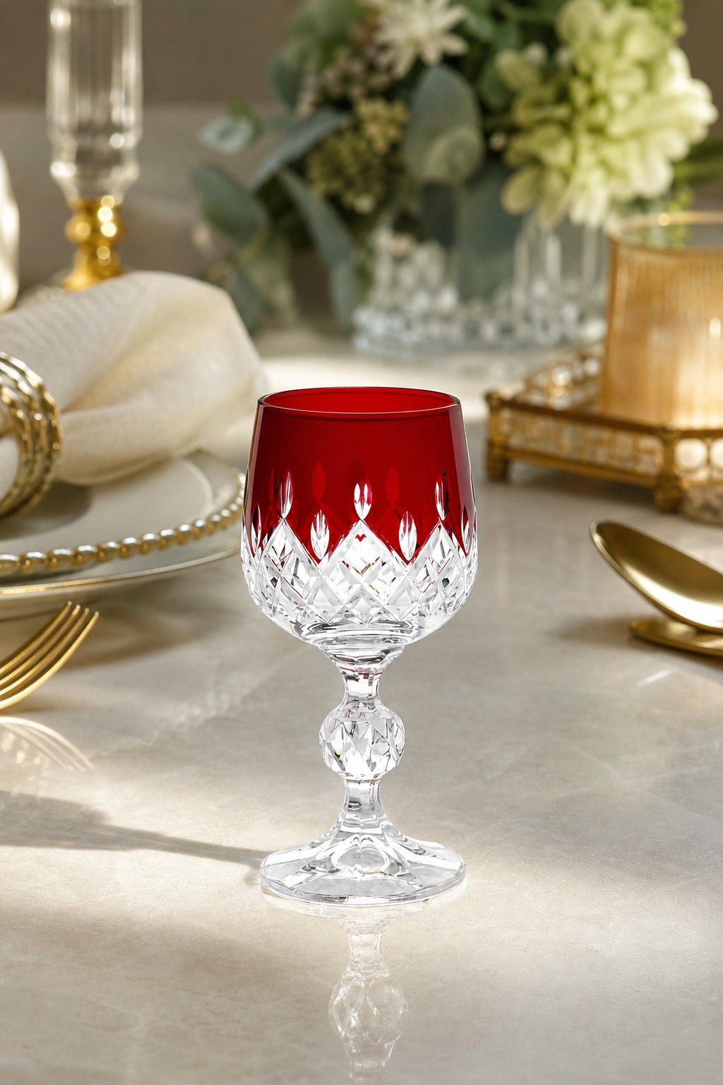 Bohemia Renkli Kristal Ayaklı Kadeh 150 cc - Damla Küpeli Kahve Yanı Su Bardağı, 1 Adet
