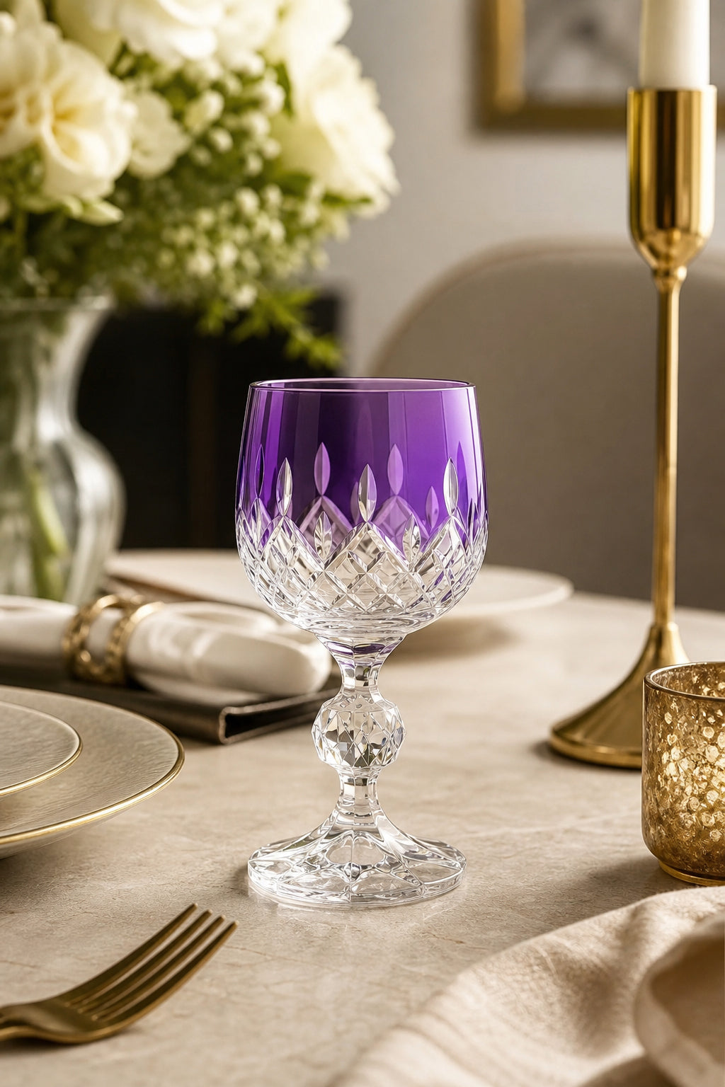 Bohemia Renkli Kristal Ayaklı Kadeh 150 cc - Damla Küpeli Kahve Yanı Su Bardağı, 1 Adet