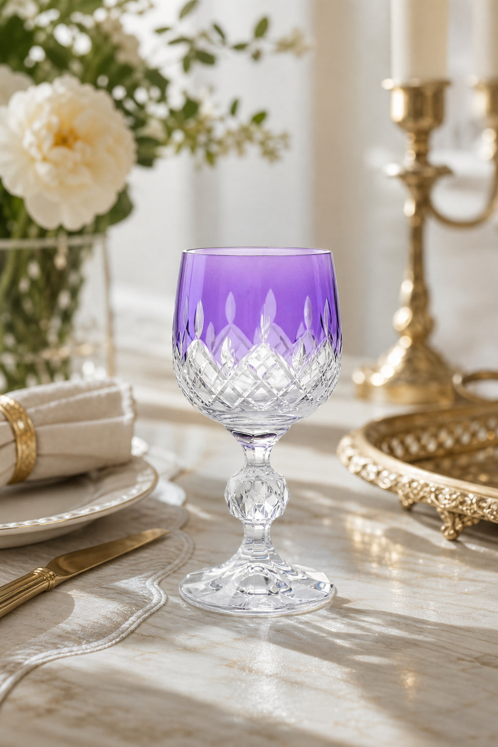 Bohemia Renkli Kristal Ayaklı Kadeh 150 cc - Damla Küpeli Kahve Yanı Su Bardağı, 1 Adet