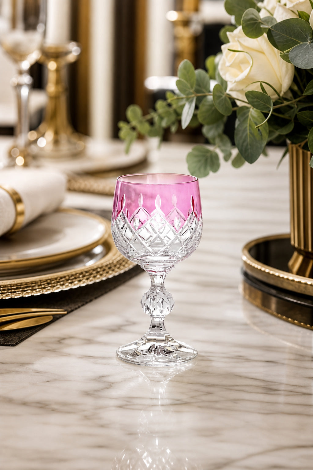 Bohemia Renkli Kristal Ayaklı Kadeh 150 cc - Damla Küpeli Kahve Yanı Su Bardağı, 1 Adet