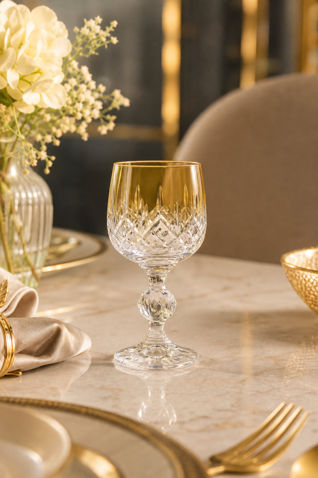 Bohemia Renkli Kristal Ayaklı Kadeh 150 cc - Damla Küpeli Kahve Yanı Su Bardağı, 1 Adet