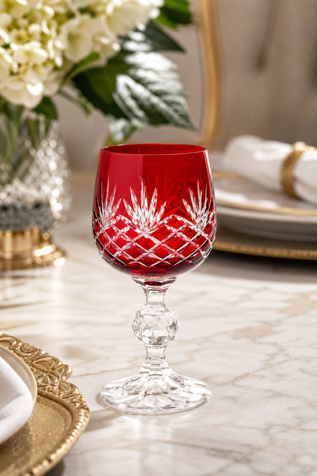 Bohemia Renkli Kristal Ayaklı Kadeh 150 cc - Püsküllü Kahve Yanı Su Bardağı, 1 Adet