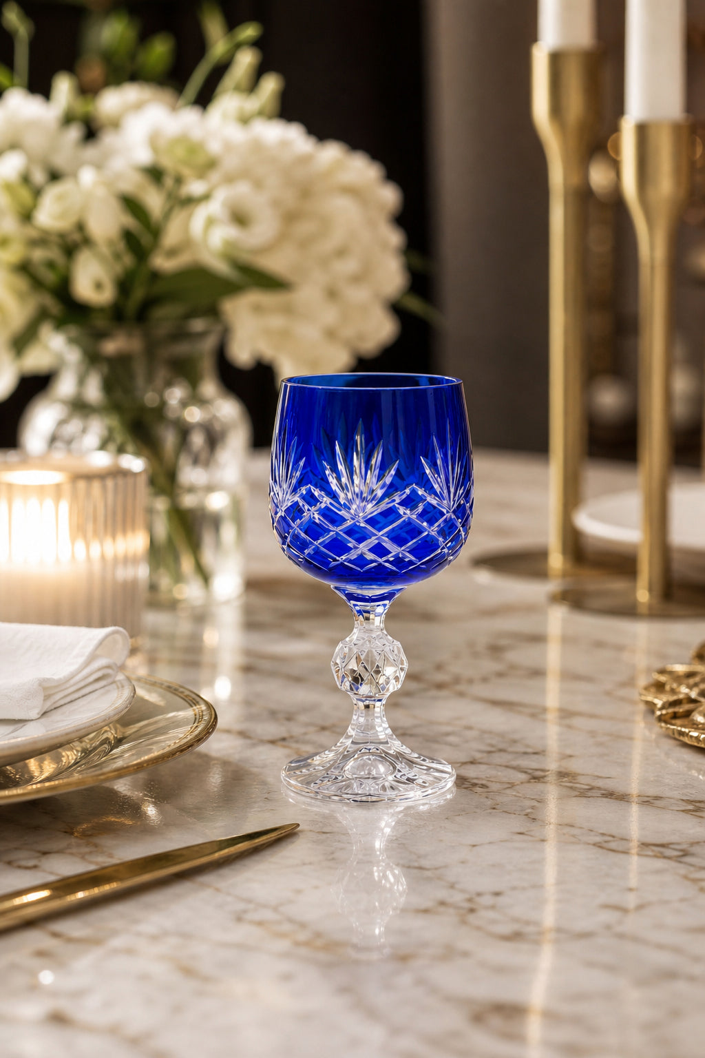 Bohemia Renkli Kristal Ayaklı Kadeh 150 cc - Püsküllü Kahve Yanı Su Bardağı, 1 Adet