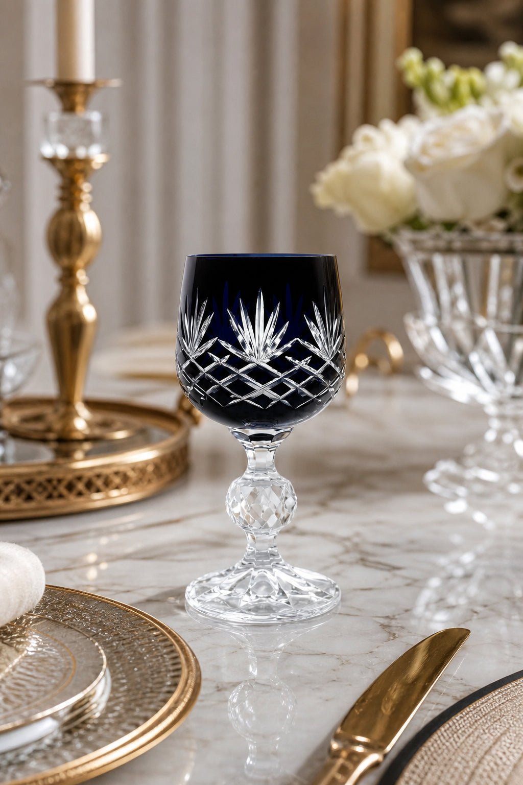 Bohemia Renkli Kristal Ayaklı Kadeh 150 cc - Püsküllü Kahve Yanı Su Bardağı, 1 Adet