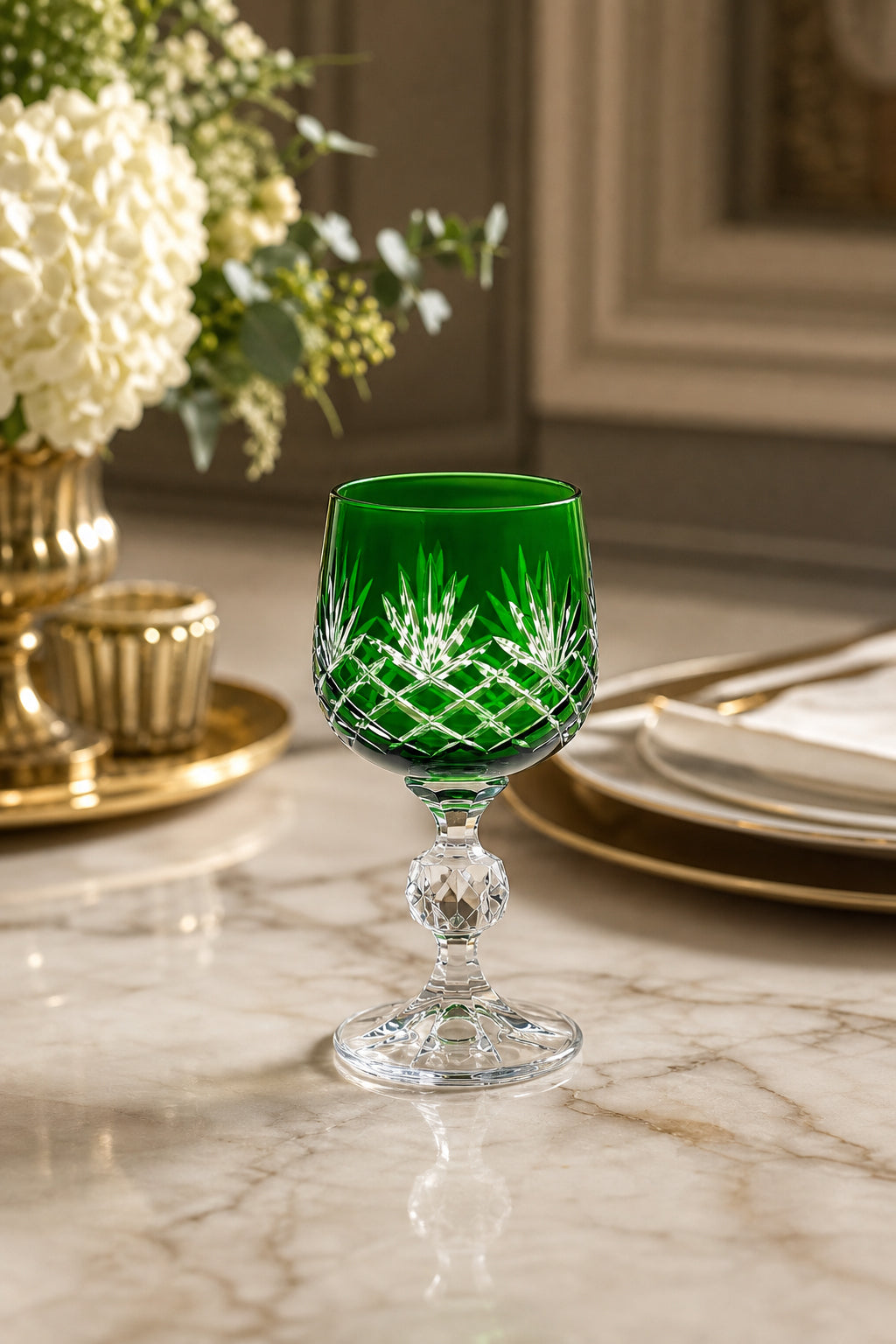 Bohemia Renkli Kristal Ayaklı Kadeh 150 cc - Püsküllü Kahve Yanı Su Bardağı, 1 Adet