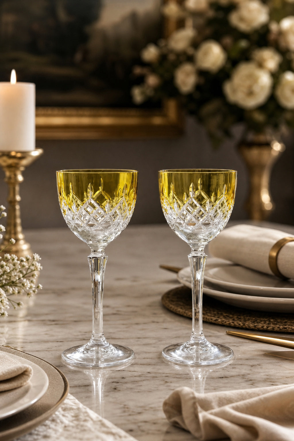 Kristal Ayaklı Kadeh 165 cc - Küpeli Damla Desen Lüks, 2 Adet