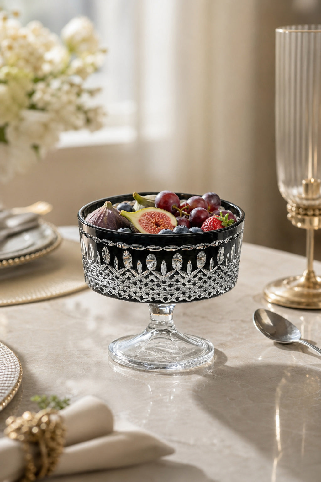 Kristal Ayaklı Meyvelik 19 cm - City Model Sunumluk, 1 Adet