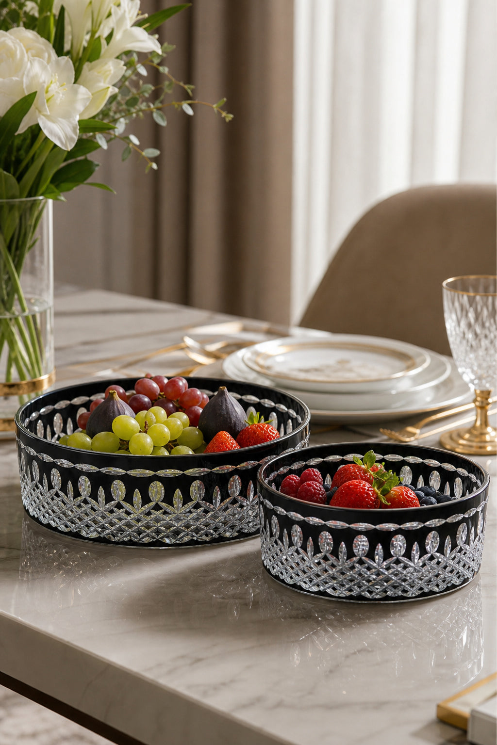 Kristal Meyvelik Seti 25-19 cm - City Model Sunumluk, 2 Adet