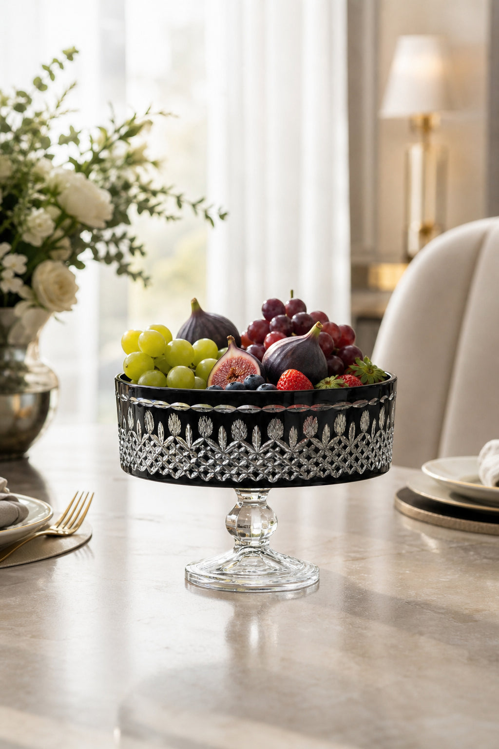 Kristal Ayaklı Meyvelik 25 cm - City Model Sunumluk, 1 Adet