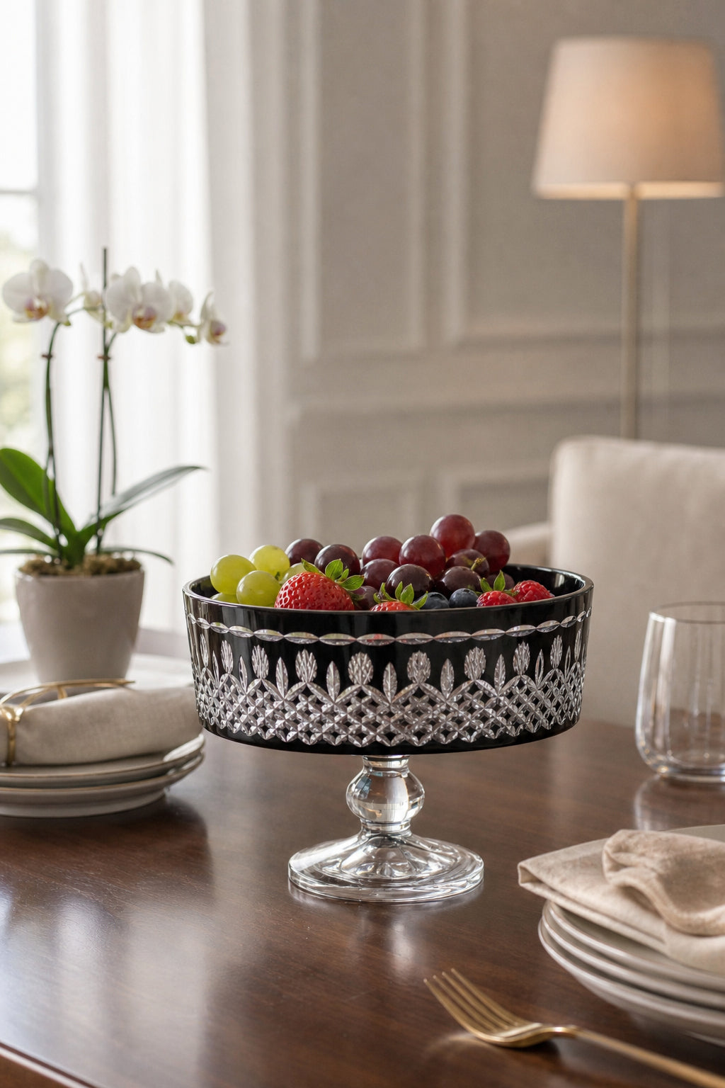 Kristal Ayaklı Meyvelik 25 cm - City Model Sunumluk, 1 Adet