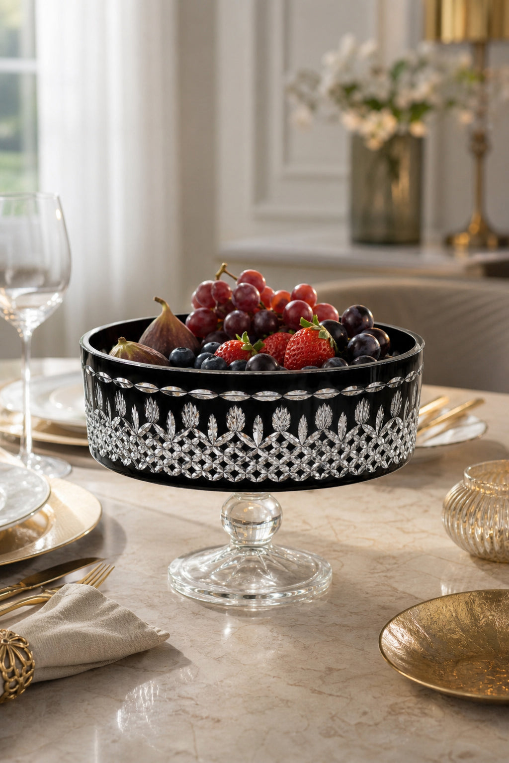 Kristal Ayaklı Meyvelik 25 cm - City Model Sunumluk, 1 Adet