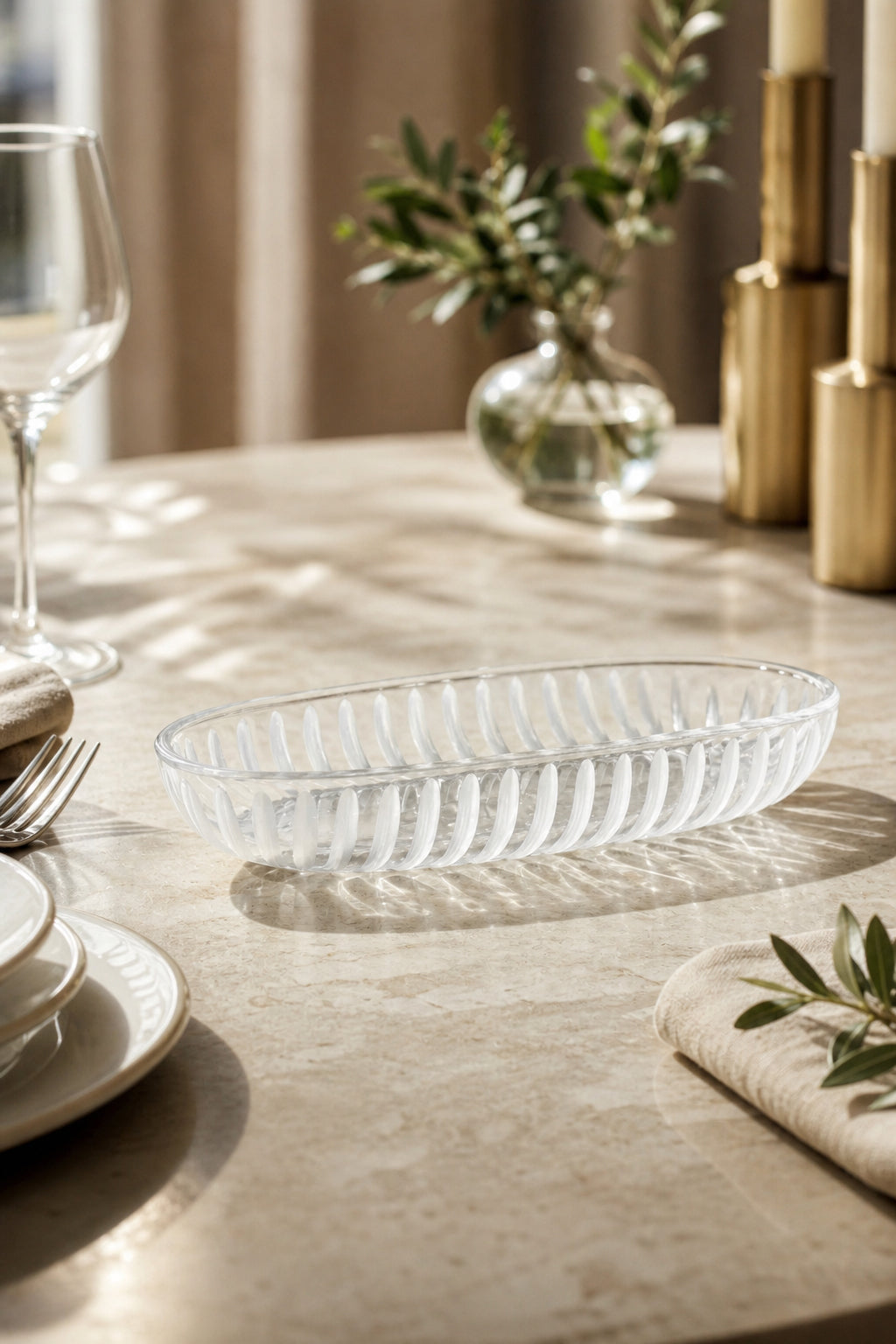 Kristal Kayık Sunumluk 40 cm - Lüks Dekoratif, 1 Adet