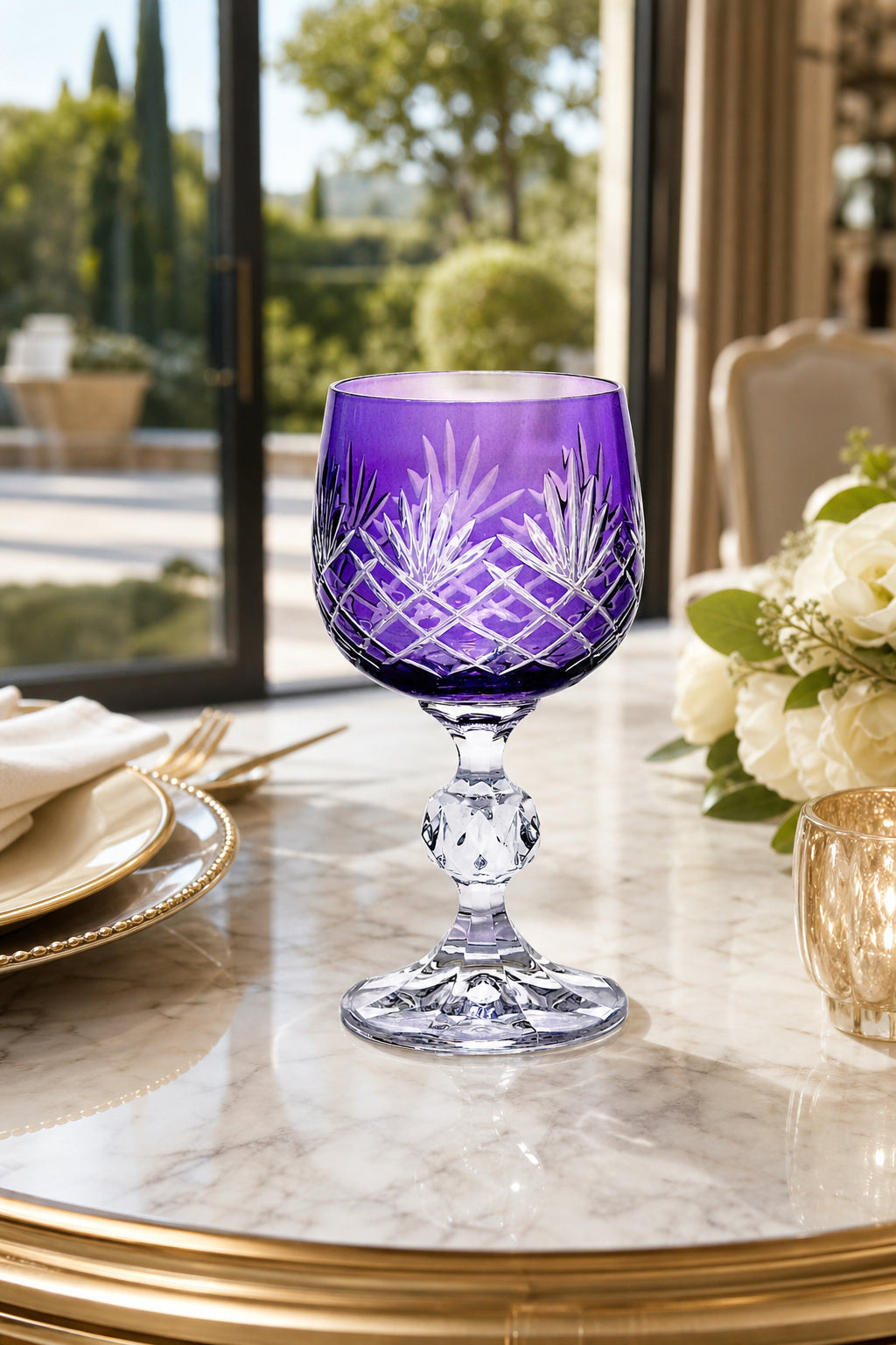 Bohemia Kristal Ayaklı Kahve Yanı Su Bardağı 150 ml - Püskül Desenli Lüks, 1 Adet