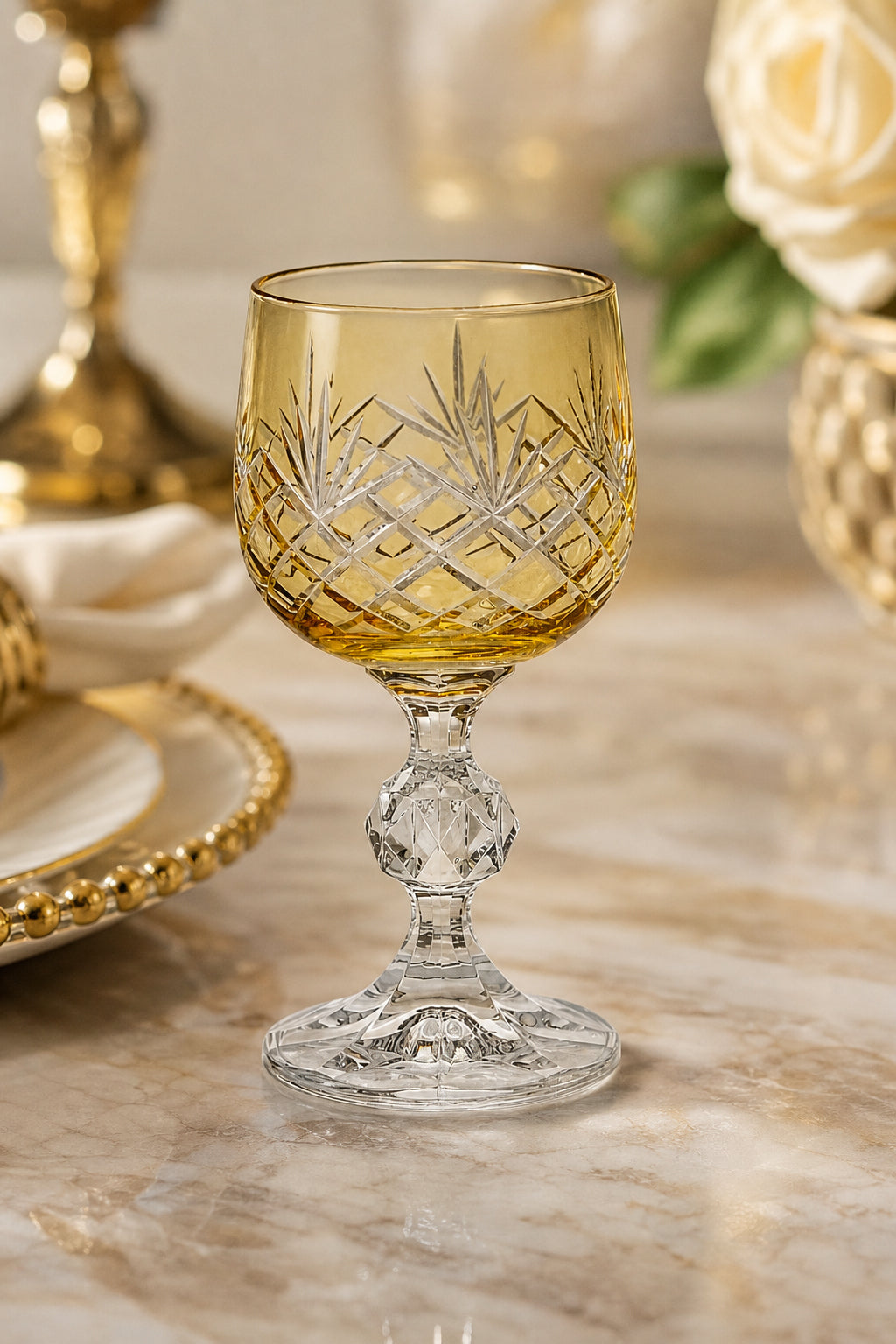 Bohemia Kristal Ayaklı Kahve Yanı Su Bardağı 150 ml - Püskül Desenli Lüks, 1 Adet