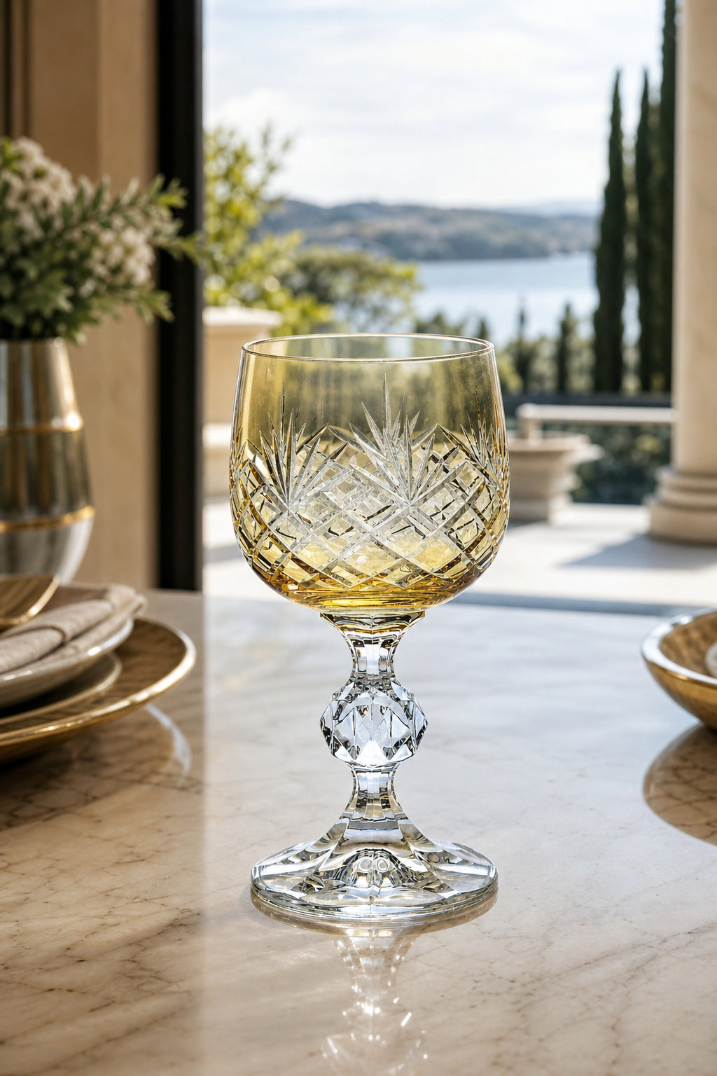 Bohemia Kristal Ayaklı Kahve Yanı Su Bardağı 150 ml - Püskül Desenli Lüks, 1 Adet