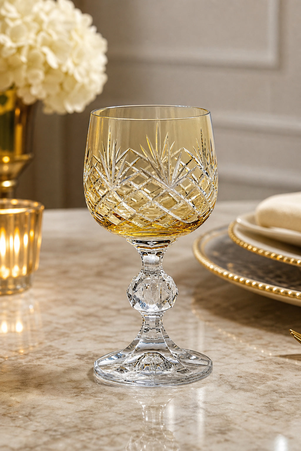 Bohemia Kristal Ayaklı Kahve Yanı Su Bardağı 150 ml - Püskül Desenli Lüks, 1 Adet