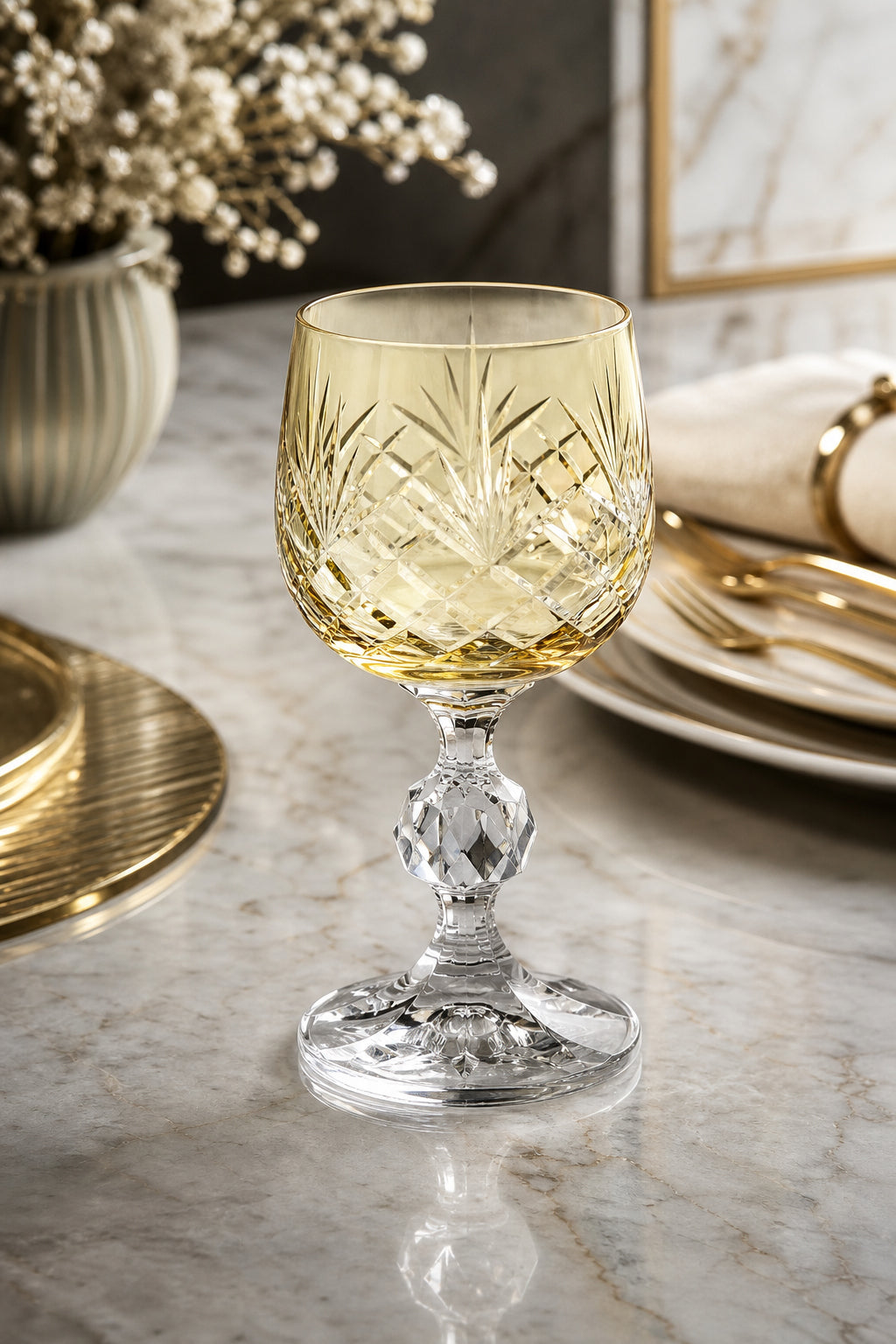 Bohemia Kristal Ayaklı Kahve Yanı Su Bardağı 150 ml - Püskül Desenli Lüks, 1 Adet