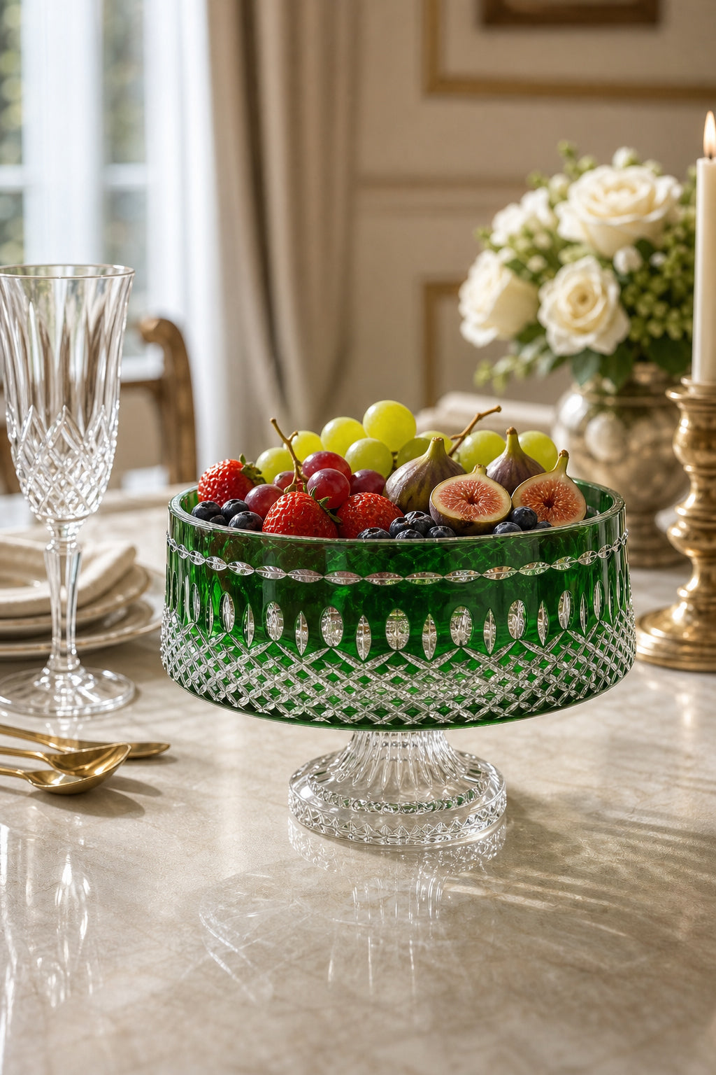 Kesme Kristal Meyvelik - Merkür Royal Desen Lüks Sunumluk Kase, 1 Adet