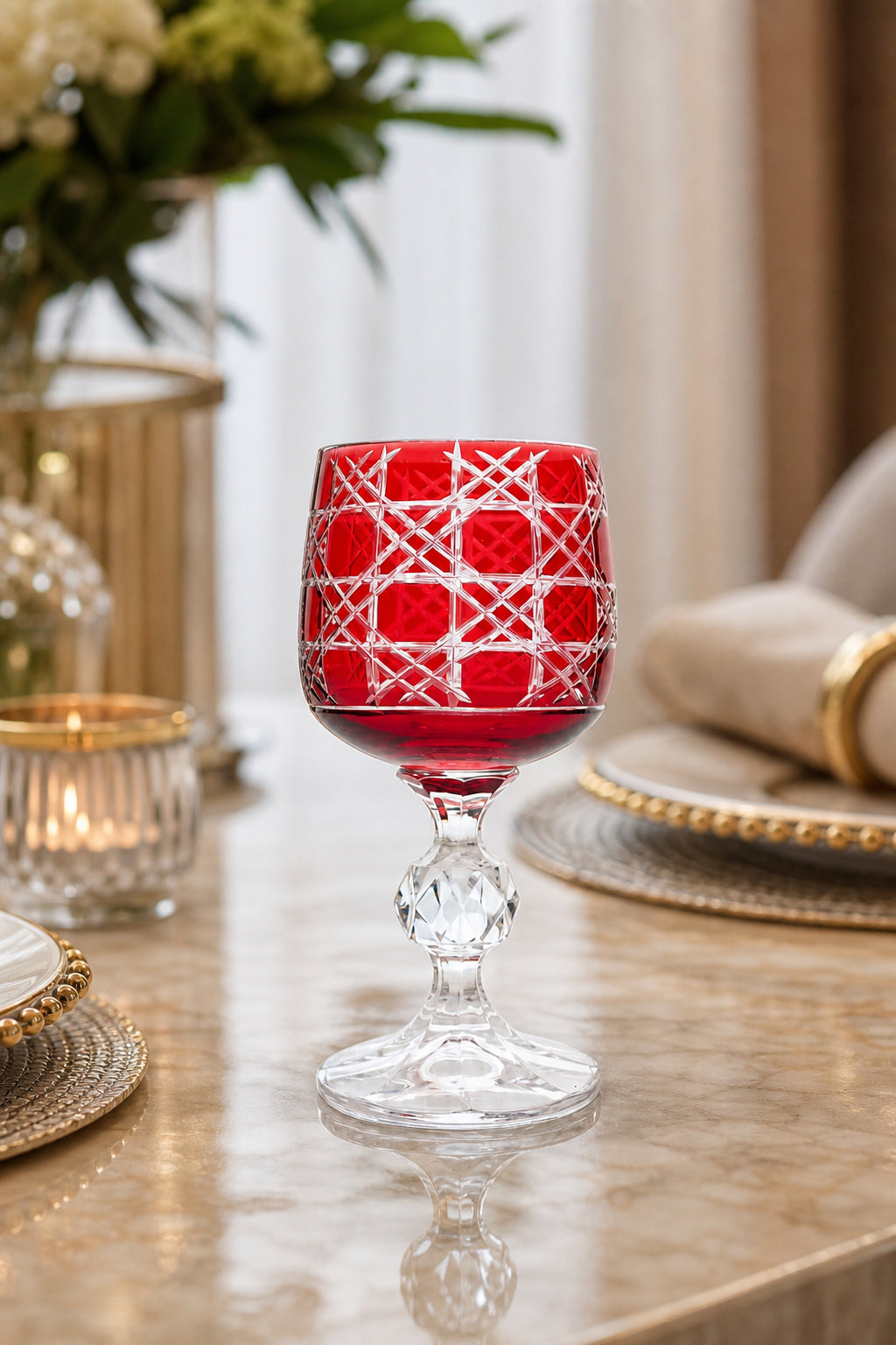 Bohemia Renkli Kristal Ayaklı Kadeh 150 cc - Kahve Yanı Su Bardağı, 1 Adet