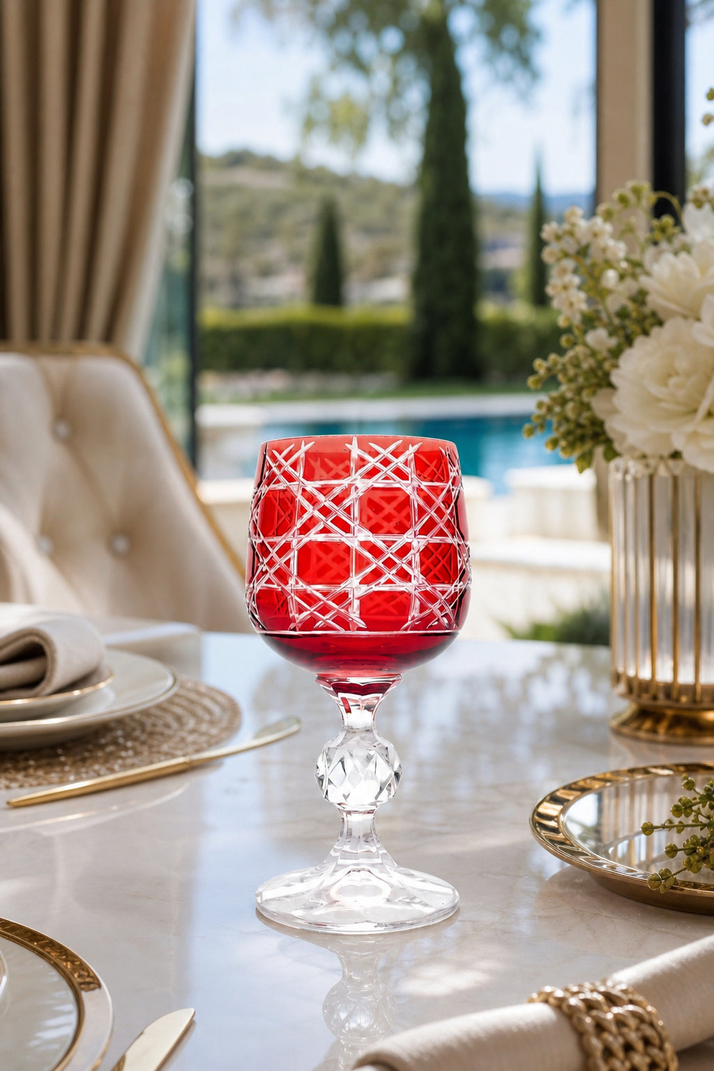 Bohemia Renkli Kristal Ayaklı Kadeh 150 cc - Kahve Yanı Su Bardağı, 1 Adet
