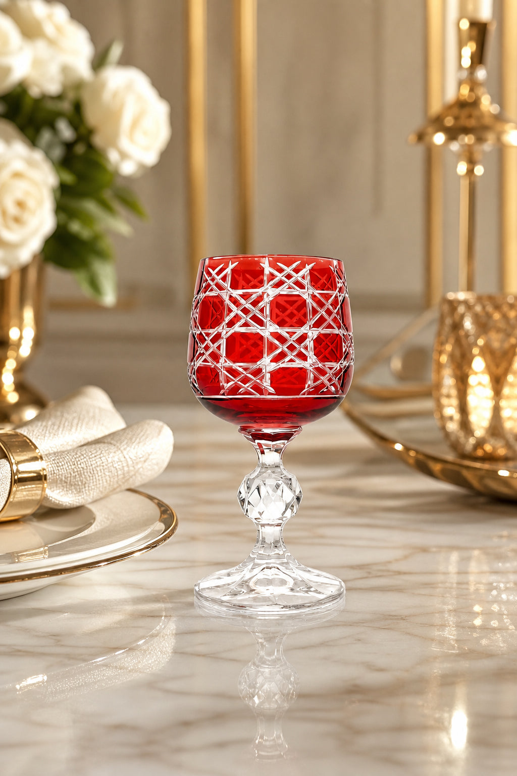 Bohemia Renkli Kristal Ayaklı Kadeh 150 cc - Kahve Yanı Su Bardağı, 1 Adet