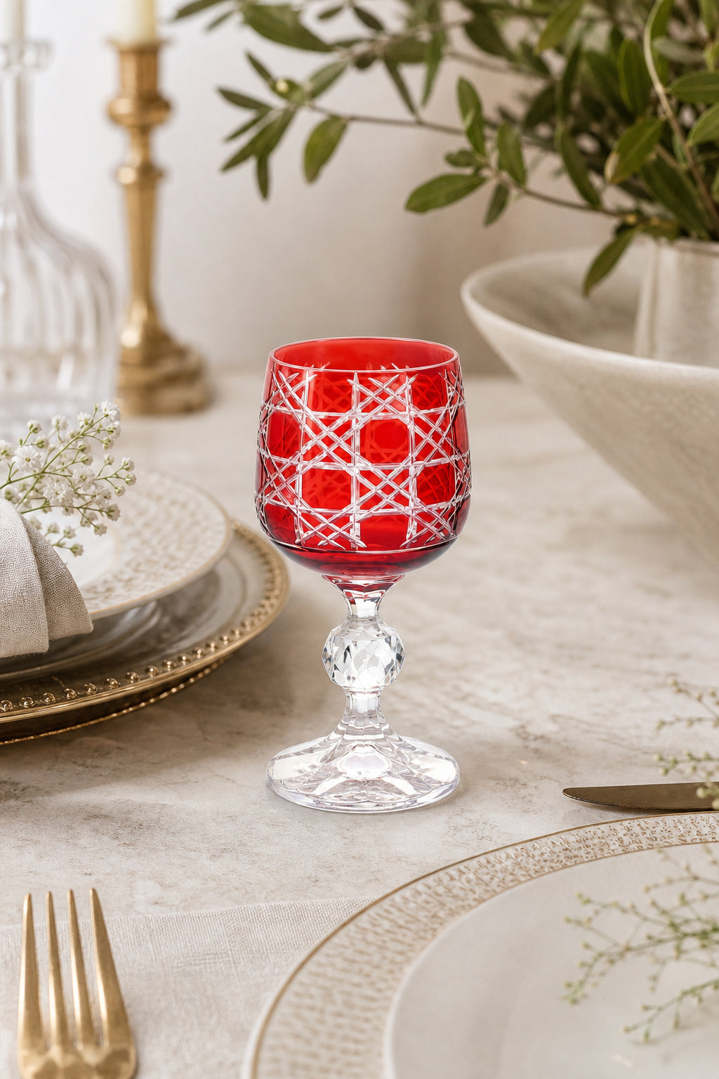 Bohemia Renkli Kristal Ayaklı Kadeh 150 cc - Kahve Yanı Su Bardağı, 1 Adet