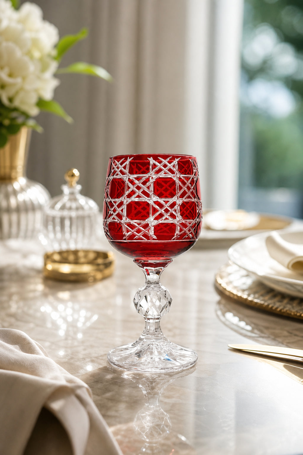 Bohemia Renkli Kristal Ayaklı Kadeh 150 cc - Kahve Yanı Su Bardağı, 1 Adet