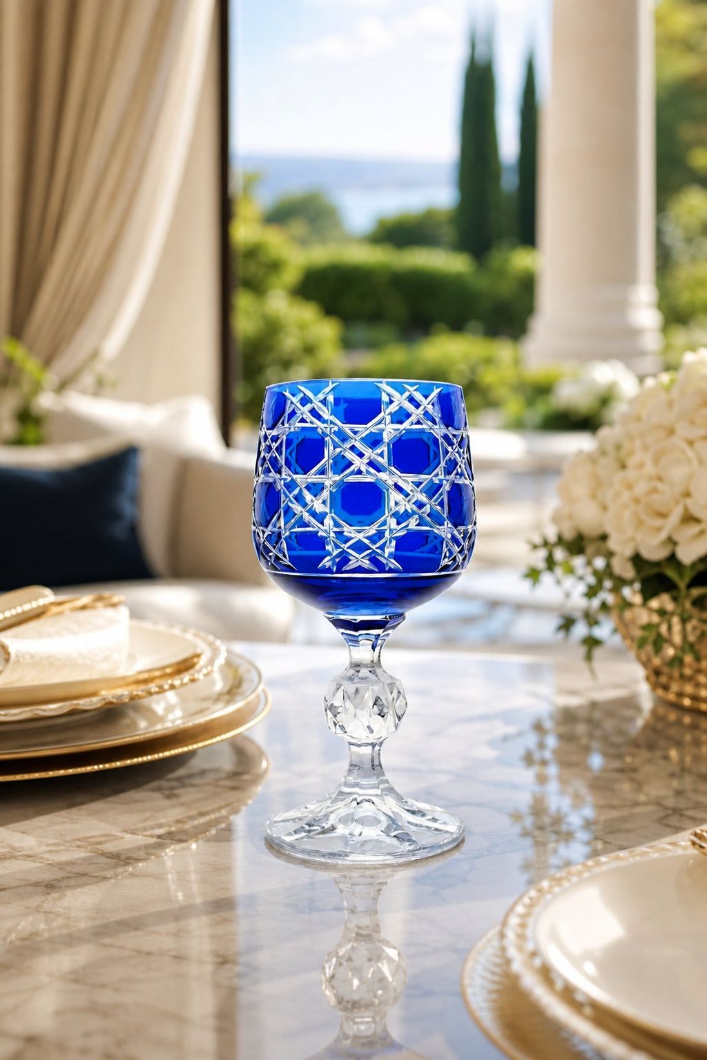 Bohemia Renkli Kristal Ayaklı Kadeh 150 cc - Petek Desen Kahve Yanı Su Bardağı, 1 Adet