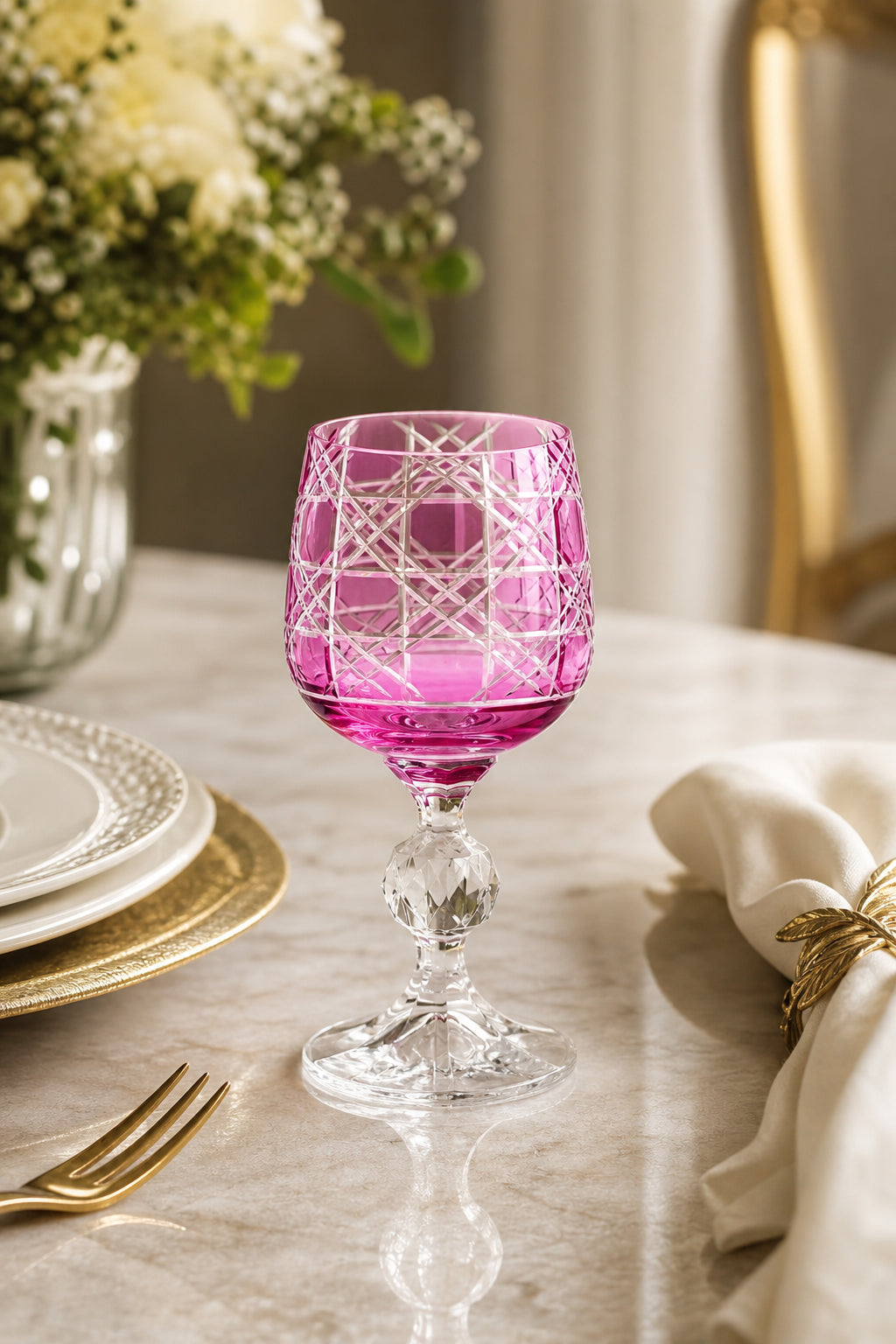 Bohemia Renkli Kristal Ayaklı Kadeh 150 cc - Kahve Yanı Su Bardağı, 1 Adet