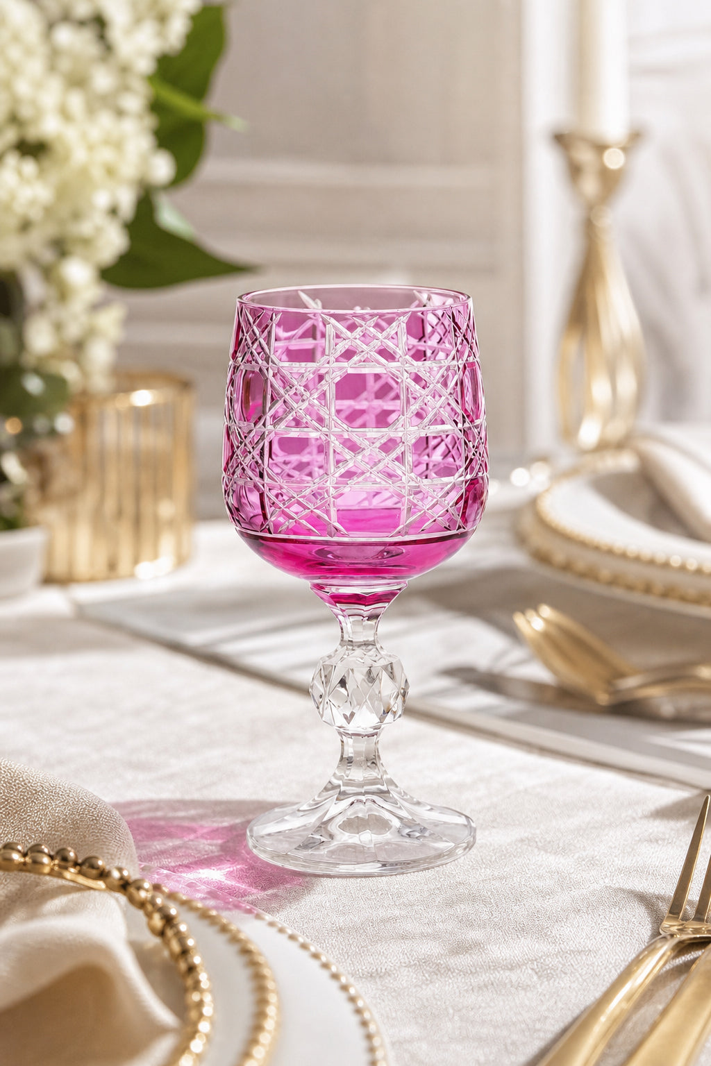 Bohemia Renkli Kristal Ayaklı Kadeh 150 cc - Kahve Yanı Su Bardağı, 1 Adet