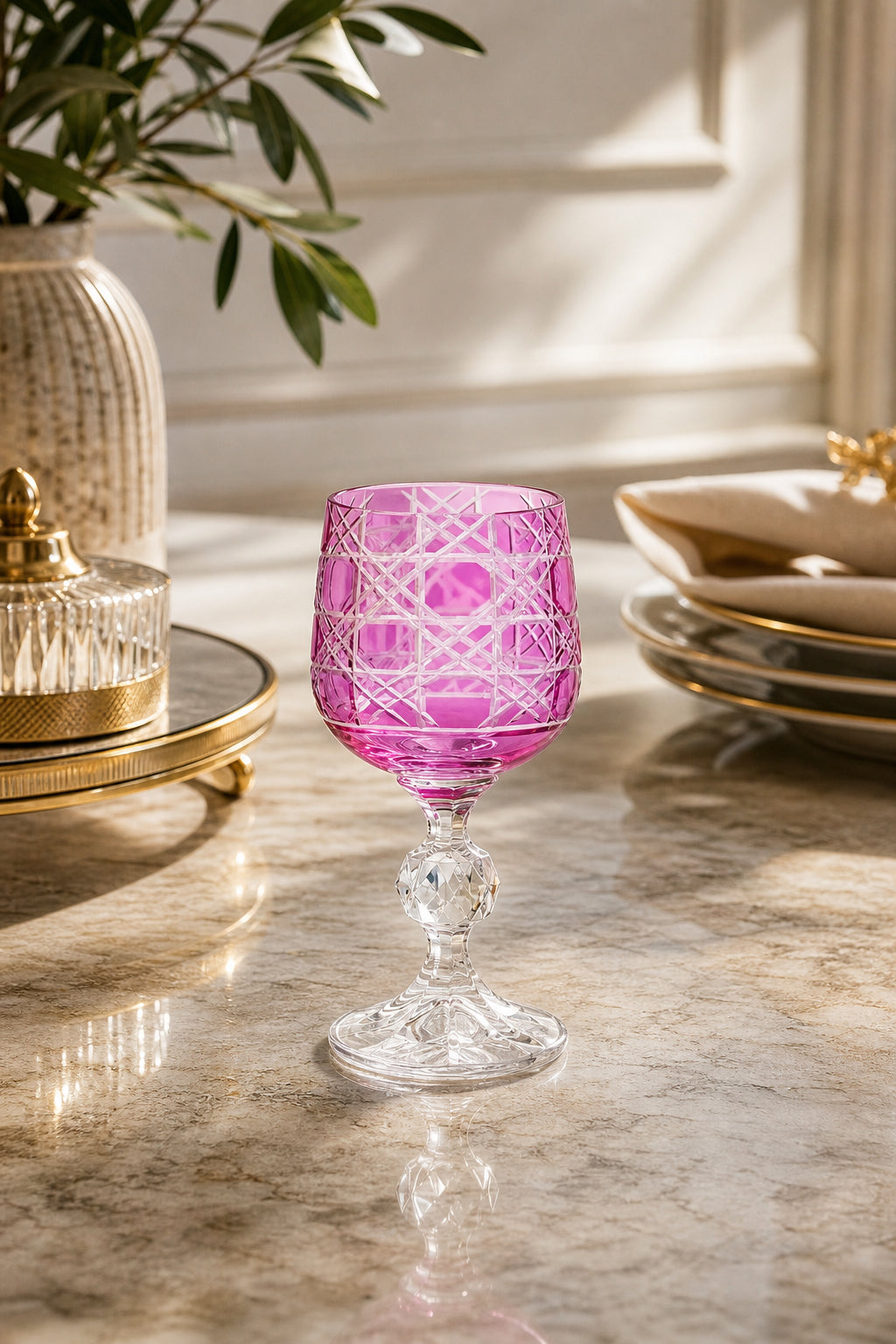 Bohemia Renkli Kristal Ayaklı Kadeh 150 cc - Kahve Yanı Su Bardağı, 1 Adet