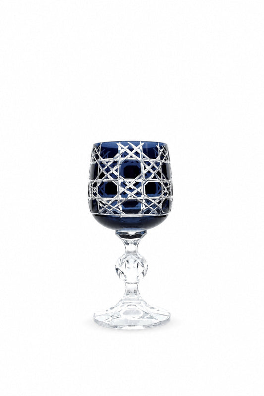 Bohemia Renkli Kristal Ayaklı Kadeh 150 cc - Petek Desen Kahve Yanı Su Bardağı, 1 Adet