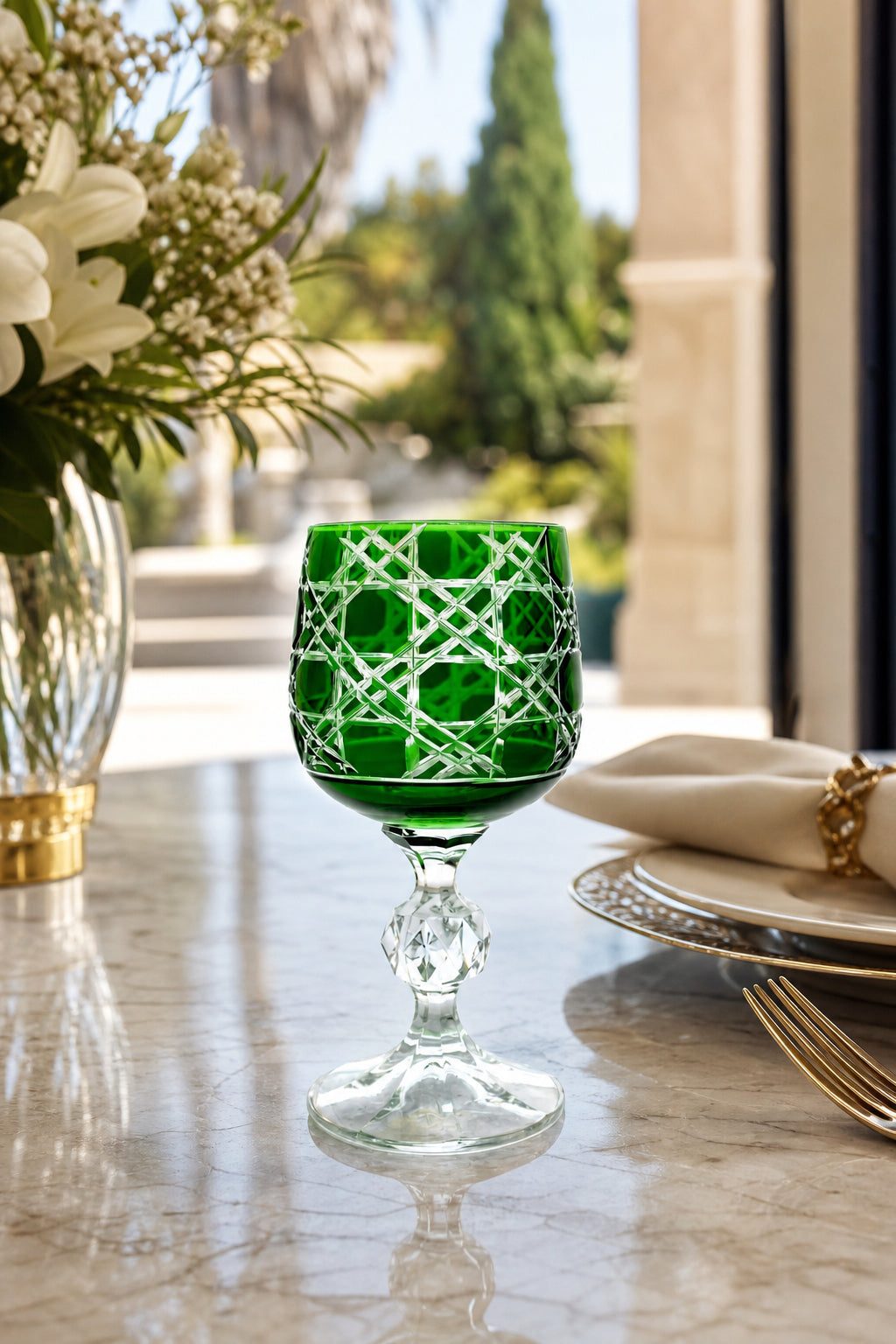 Bohemia Renkli Kristal Ayaklı Kadeh 150 cc - Kahve Yanı Su Bardağı, 1 Adet