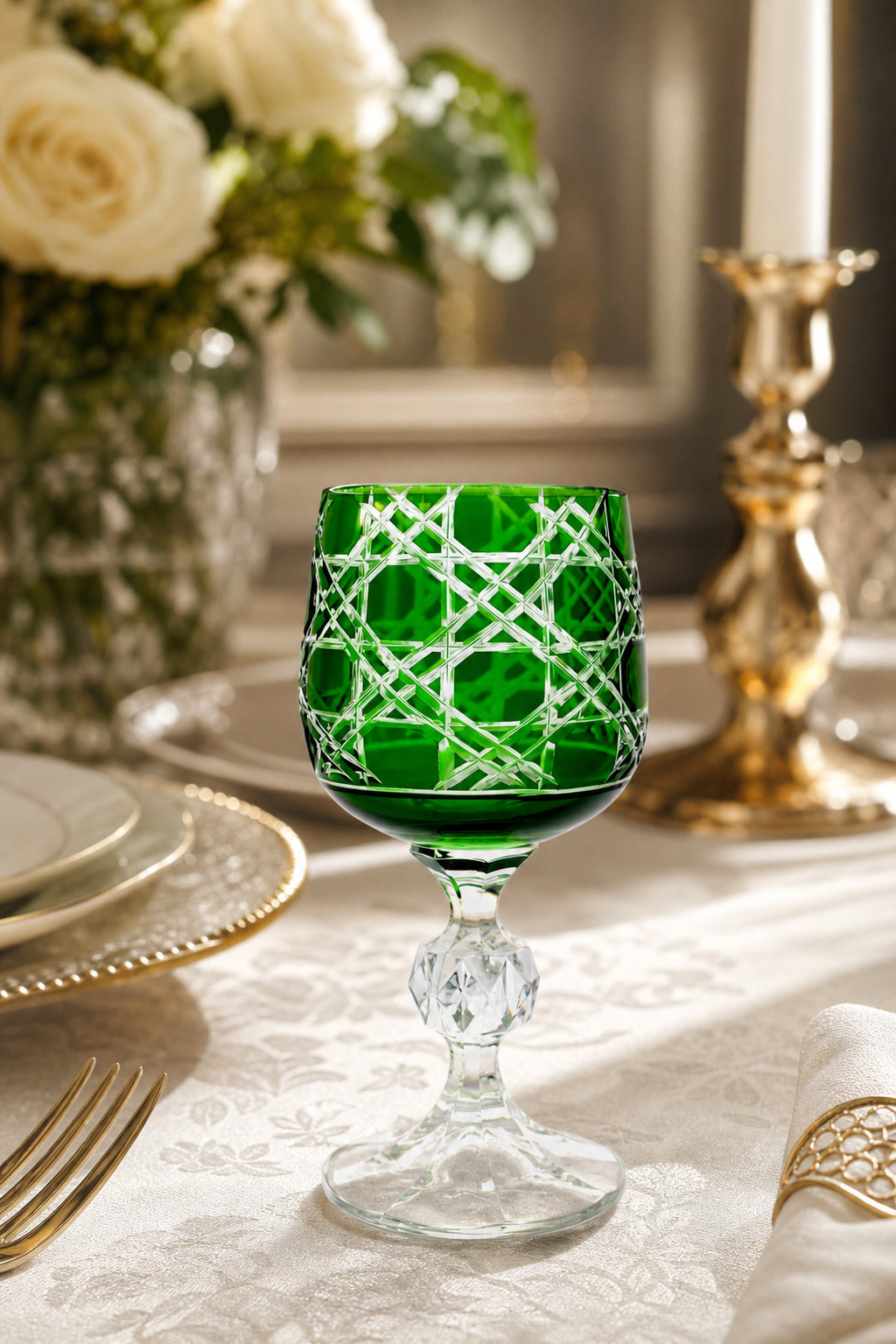 Bohemia Renkli Kristal Ayaklı Kadeh 150 cc - Kahve Yanı Su Bardağı, 1 Adet