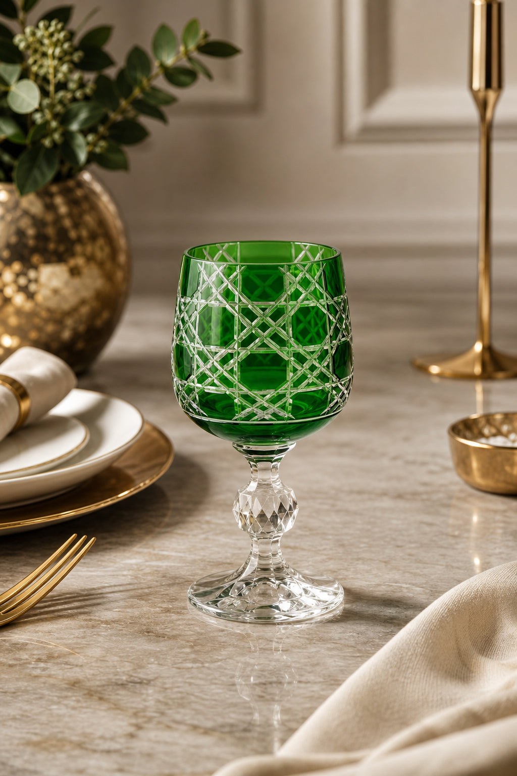 Bohemia Renkli Kristal Ayaklı Kadeh 150 cc - Kahve Yanı Su Bardağı, 1 Adet