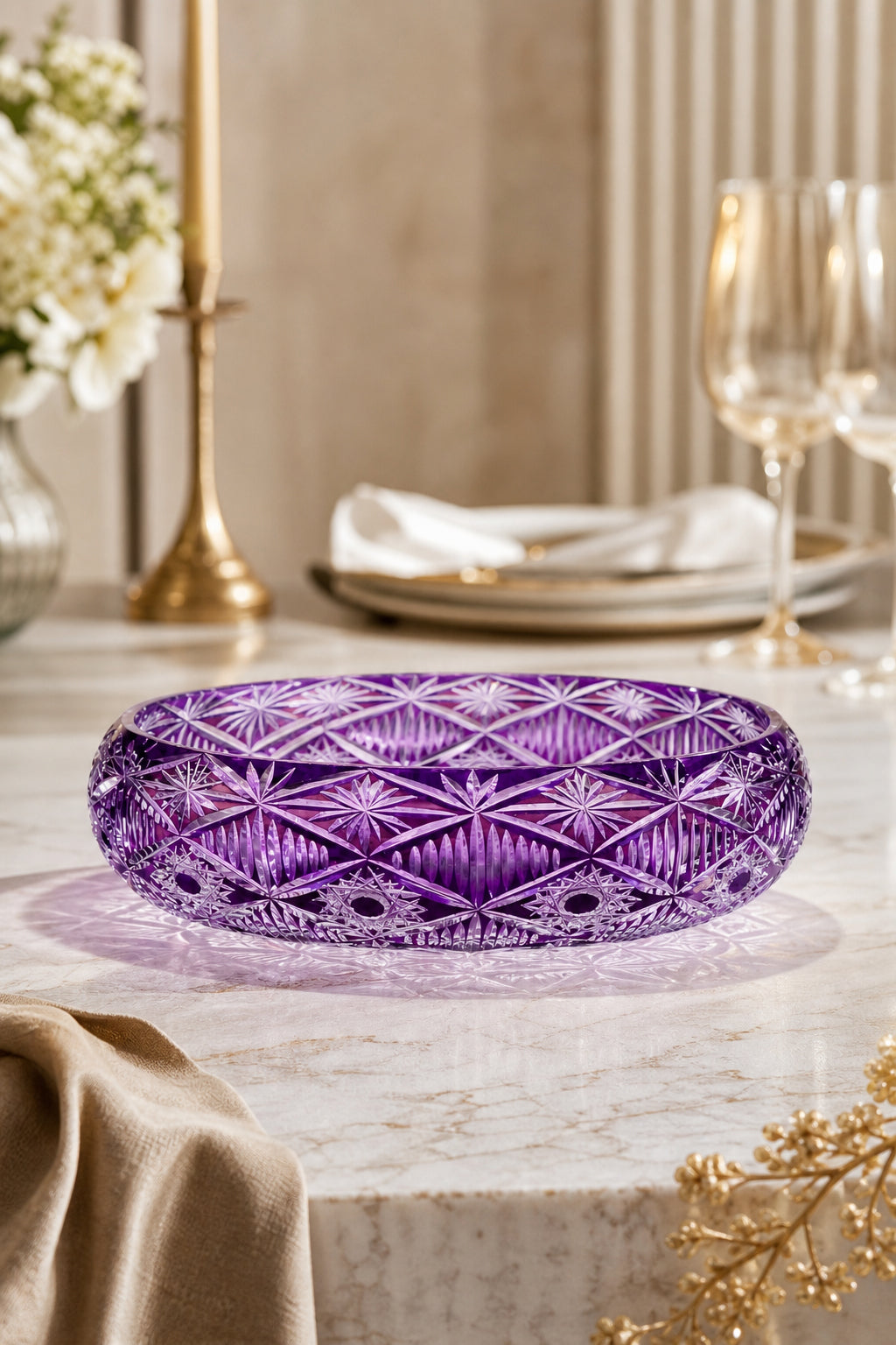 Kristal Sunumluk Kase 28 cm - Avangart Vizyon Dekoratif Sofra Kasesi, 1 Adet
